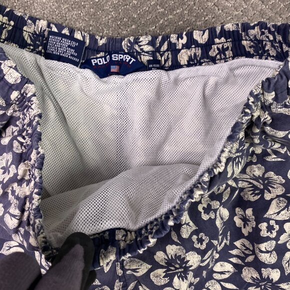 Vintage Ralph Lauren Polo Sport Shorts Mens XL Floral Tropical Lined Swim Trunks - Picture 5 of 14